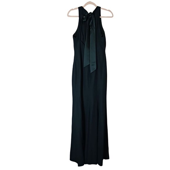 NEW Dessy Collection Cutout Open-Back Halter Maxi Dress‎ Scarf Tie Evergreen 4 - Picture 7 of 16